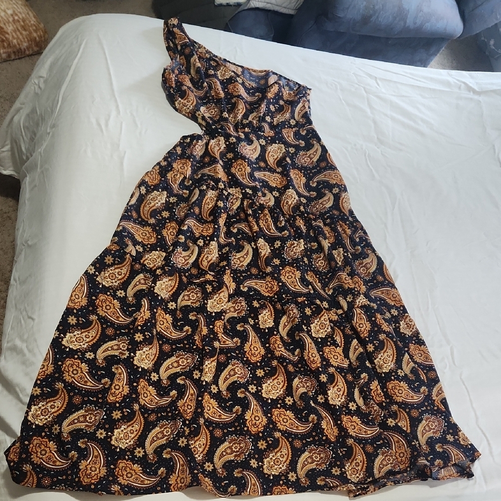 Paisley One-Shoulder Dress